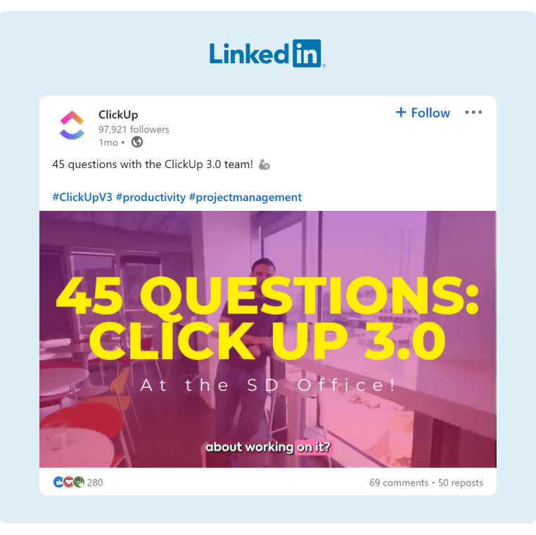 A video posted by ClickUp office team