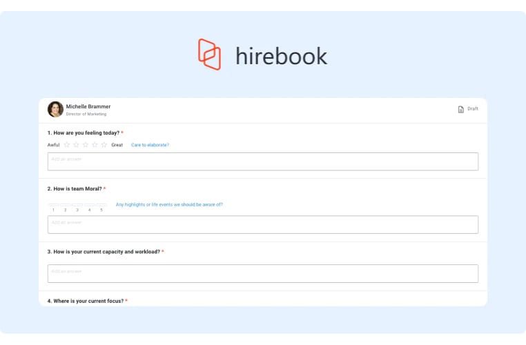 Weekly pulse survey conducted at GaggleAmp using Hirebook